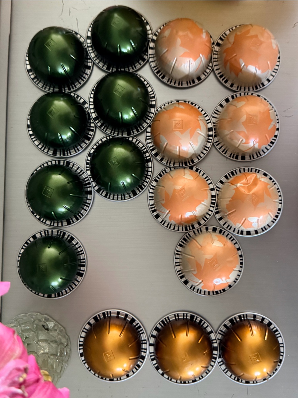 Nespresso Metallic Green, Peach & Gold Capsule Trio Pack